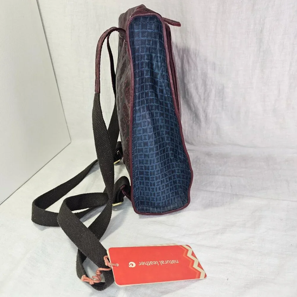 NWT Holii Textured Genuine Leather Handmade Backpack w Adjustable Straps